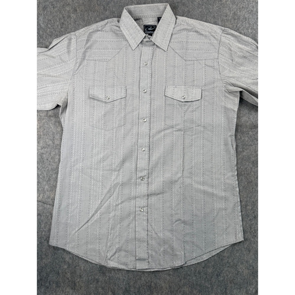 Roper Mens Gray Striped Western Pearl Snap Long Sleeve Shirt Large Cowboy Yoke